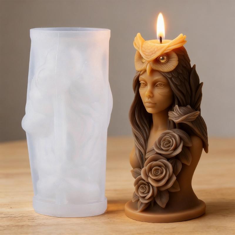 Sturdy Silicone Candle Mould Featuring Owl Girl Designs for Festival Home Decoration and Craft Projects