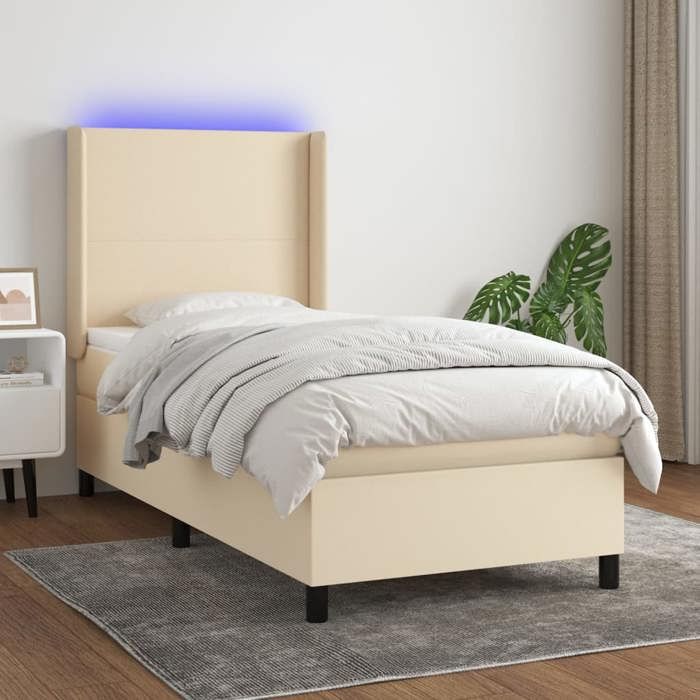 VidaXL Sommier à Lattes de Lit avec Matelas et LED, Lit Rembourré, Lit Simple, Lit Adulte de Chambre à Coucher Intérieur, 3138130