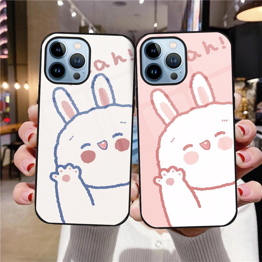 Cartoon Cute Bear Phone Case For Iphone 14 13 11 12 Pro Max Mini Xs Xr X 7 8 6s Plus Se 2022 Tempered Glass Protection Shell