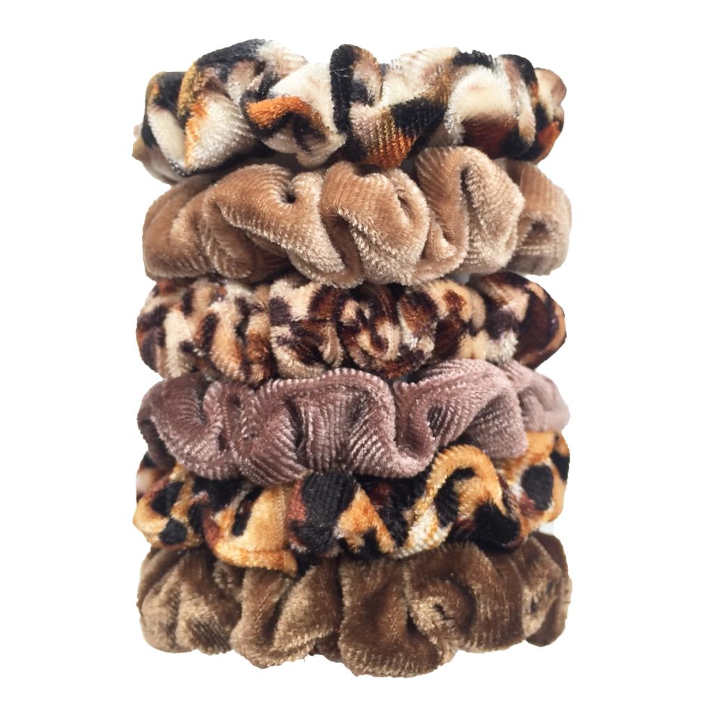6pcs Scrunchies Women Velvet Scrunchy haar accessoires for boutique Cute Leopard High Quality Elastic Headwear Ponytail Hair Tie