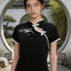 T-shirt à manches courtes rétro minimaliste d'été européen et américain pour vêtements féminins