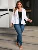 Women's White Blazer Jacket with Flared Sleeves, Casual Slim Fit Suit Coat for Office or Daily Wear