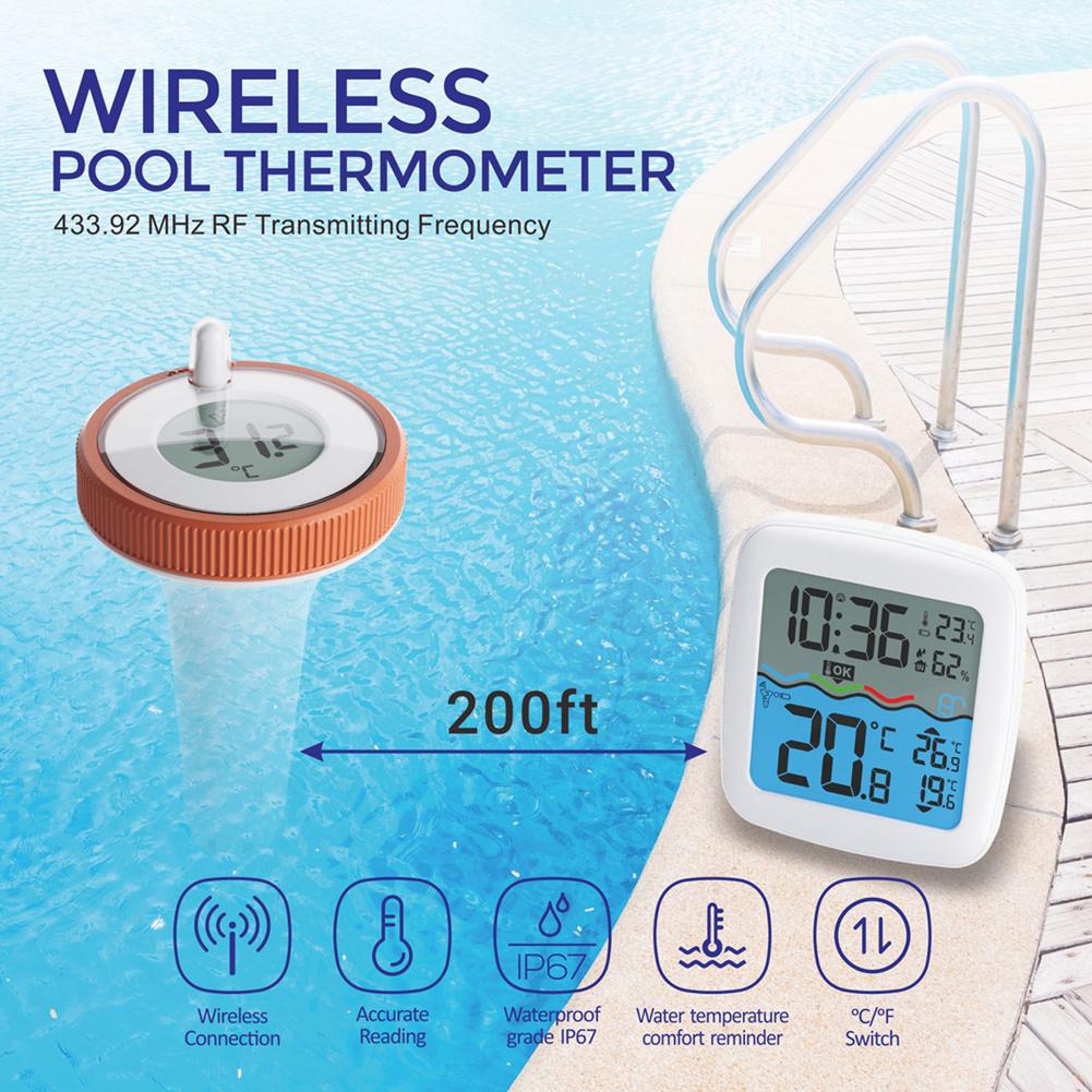 Wireless Floating Thermometers BT Connection Pool Water Thermometer LCD Display Thermometer for Swimming Pool Bathrooms Aquarium