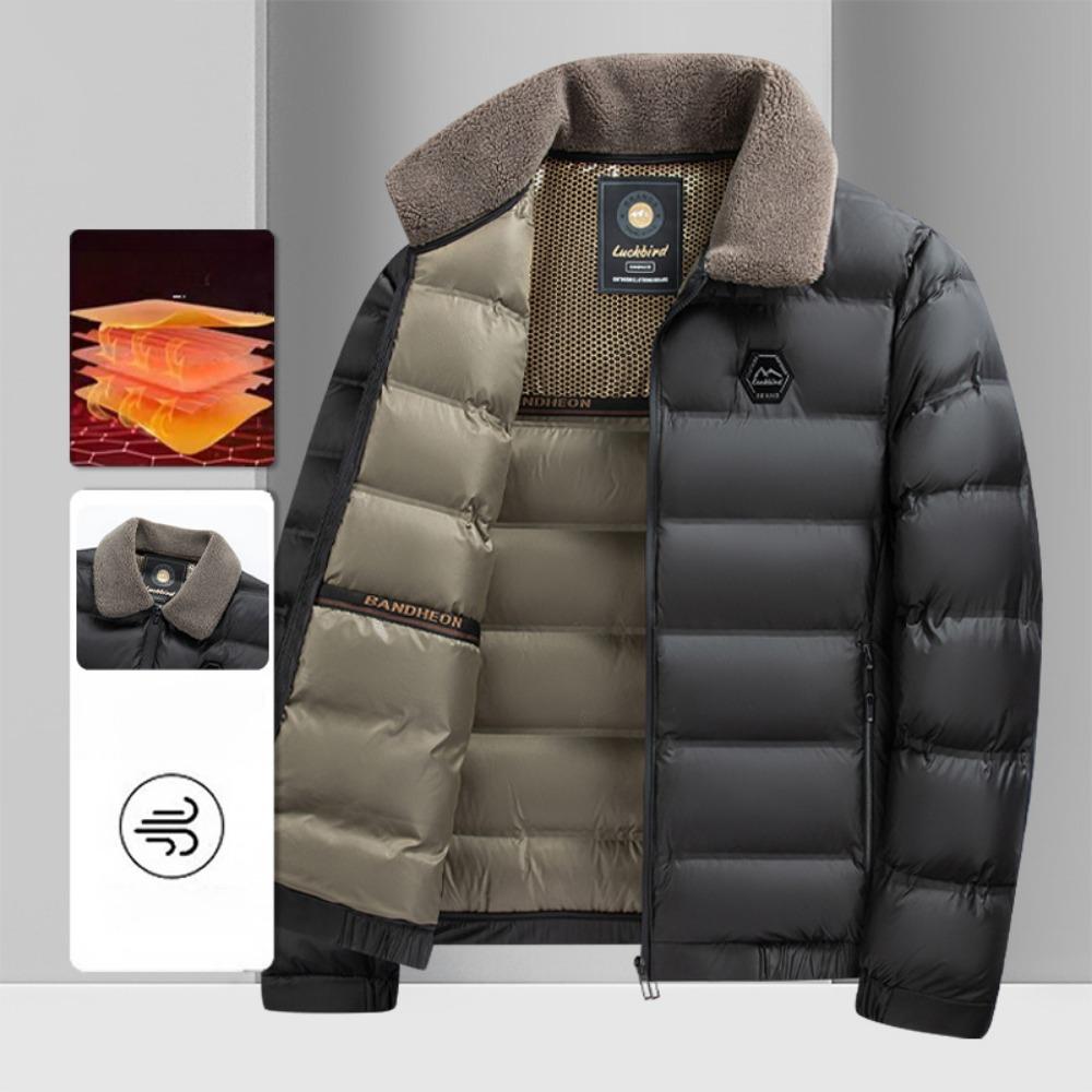 Men's casual short cotton clothes 2025 winter new warm and cold-proof lapel collar fur collar jacket versatile jacket middle-aged and elderly