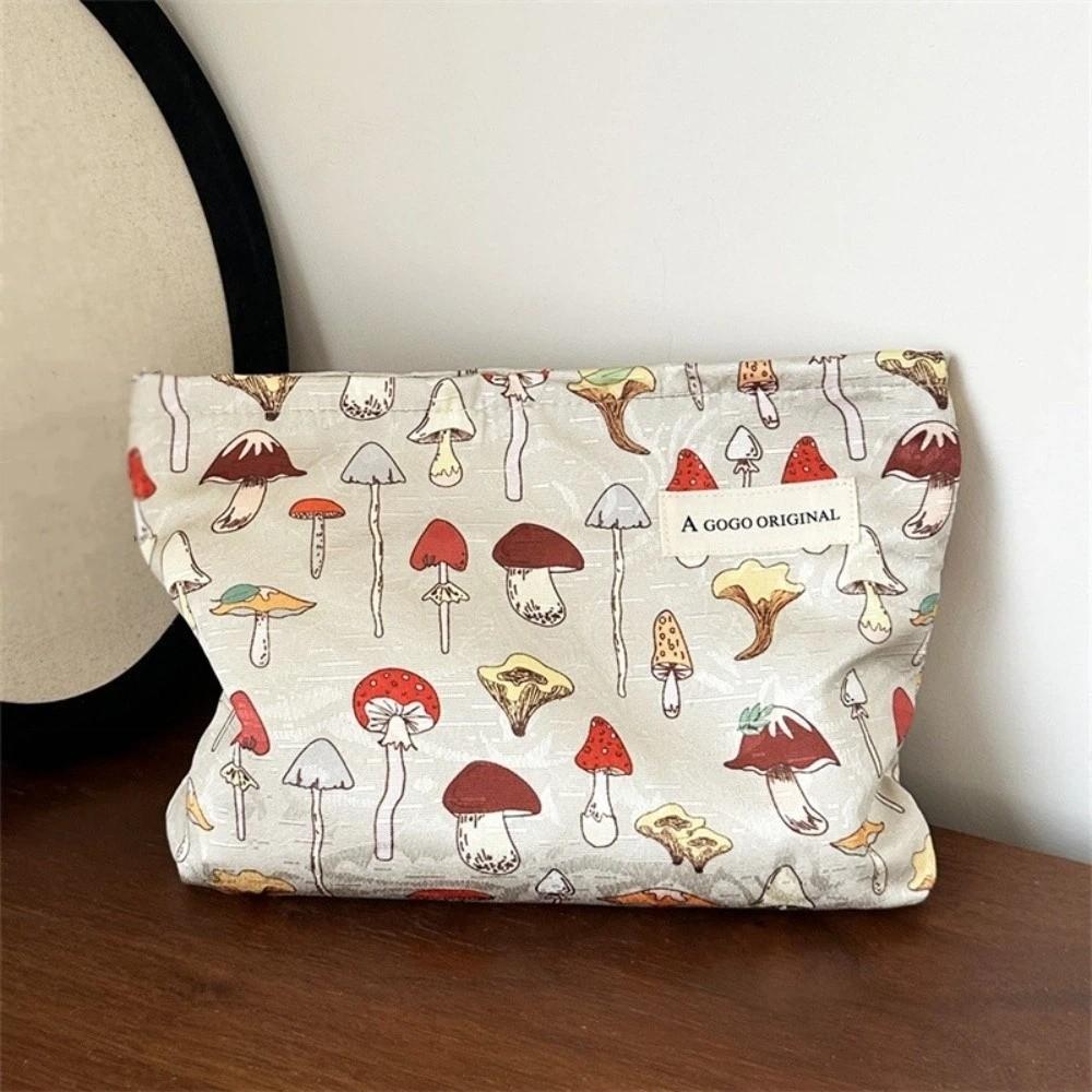 

Portable Zipper Cosmetic Pouch Mushroom Large Capacity Toiletry Bag Beauty Case Outdoor Travel Cosmetic Bags хаки