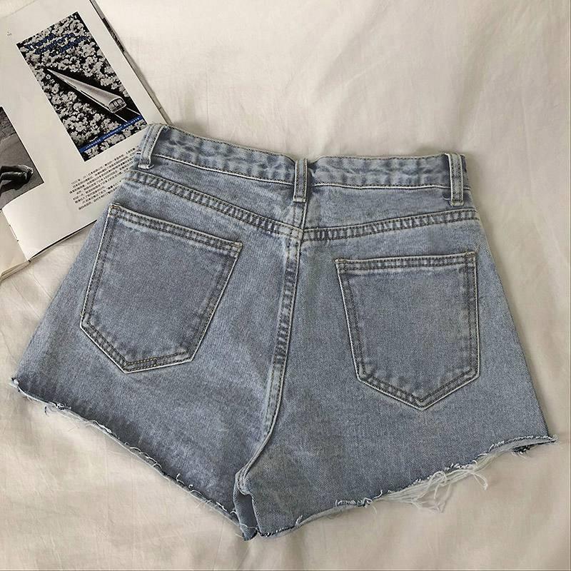 Úzké Módní Univerzální Džíny Dámské Letní Tenké Volné Široké Roztrhané Děravé Pytlovina Vysoký Pas Tenké A-line Super Krátké Kalhoty Pod