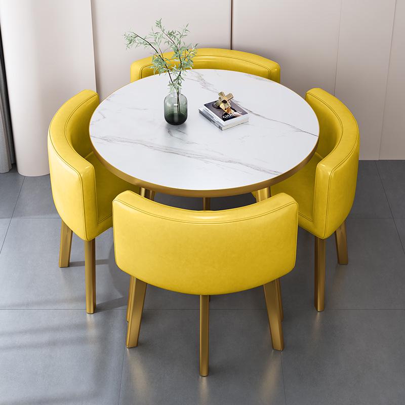 Modern Reception & Meeting Table Set: Office & Leisure Round or Square Dining Table with Chairs.