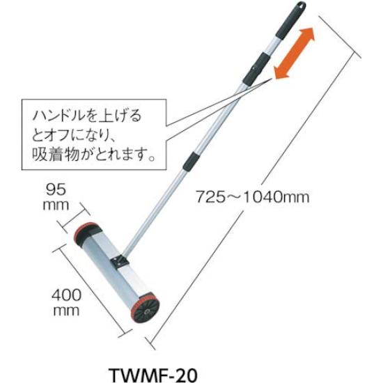 TRUSCO Handmagnet mit Rollen, Haftkraft 80N, TWMF-20