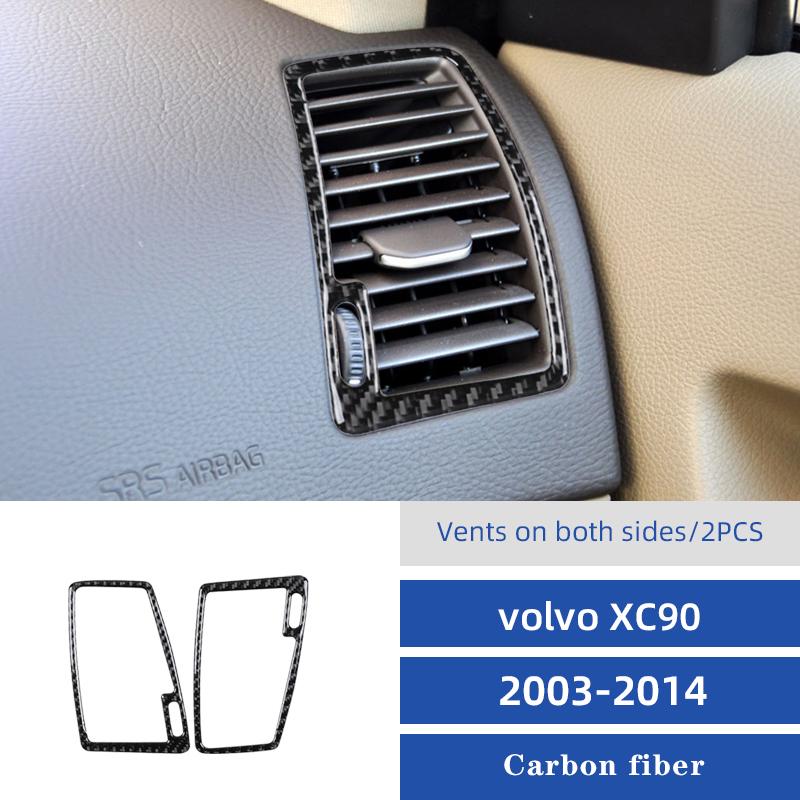 For Volvo XC90 2003 2004 2005 2006 2007 2008-2014 Car Dashboard Side Air Outlet Vent Frame Interior Trim Carbon Fiber Sticker.