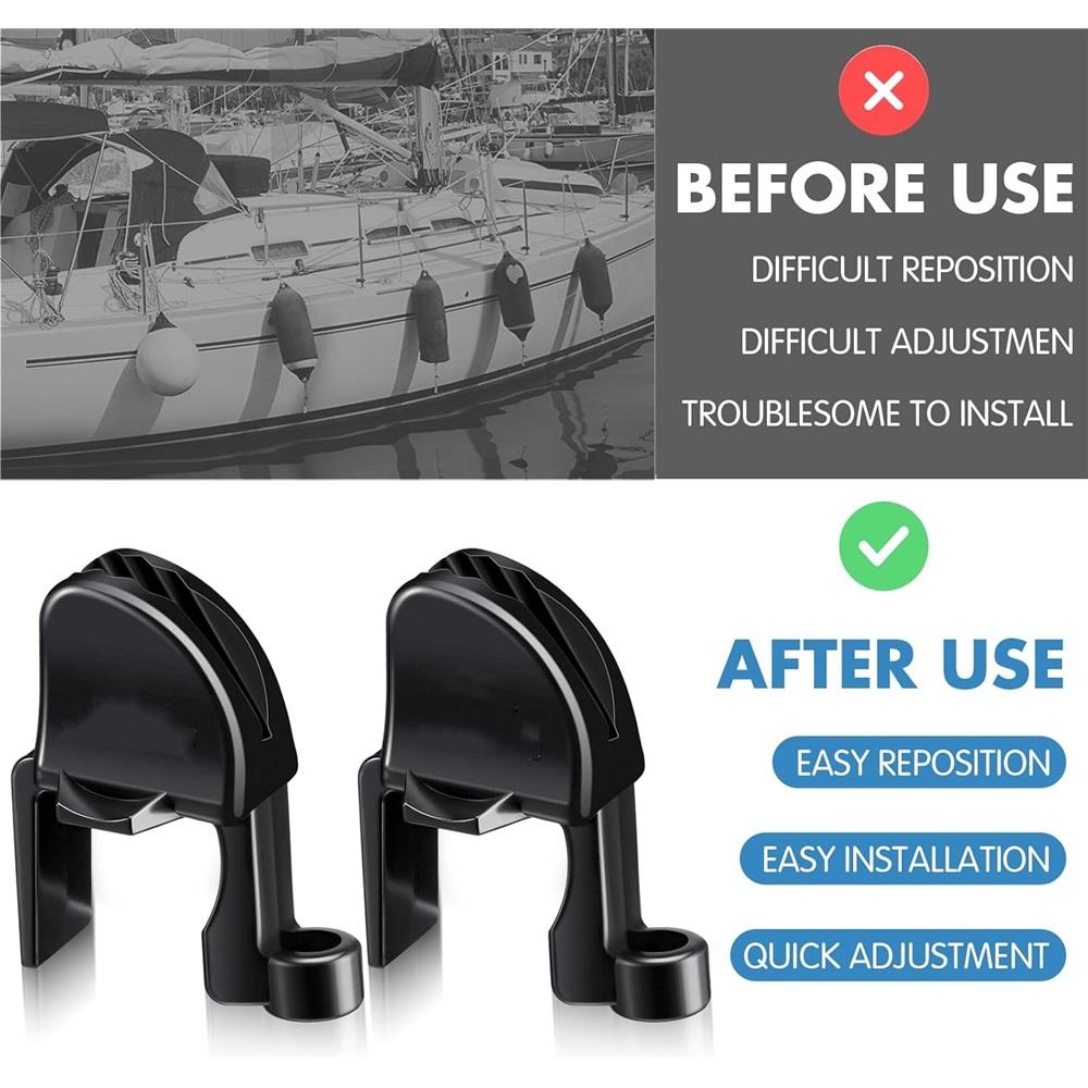 Boat Fender Clips, Pontoon Boat Fender Clips, Adjustable Pontoon Boat Square Rail Fender Clips/Clamps/Pontoon Bumper Hanger, 4 Pack