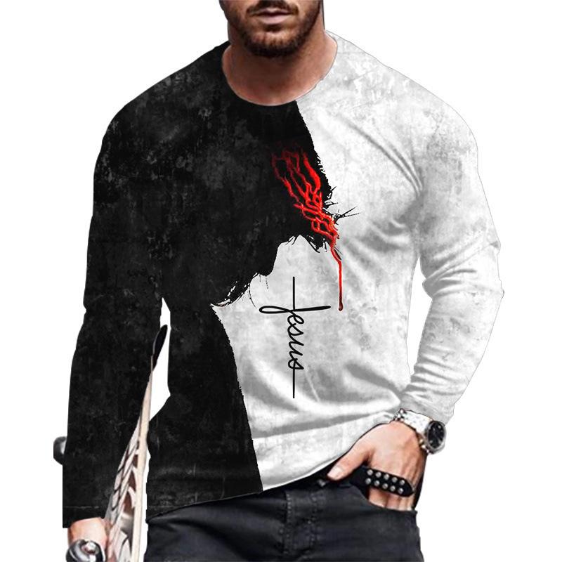 3D Digital Printing Men'S Trendy Casual Outer Wear Pullover Round Neck T-Shirt