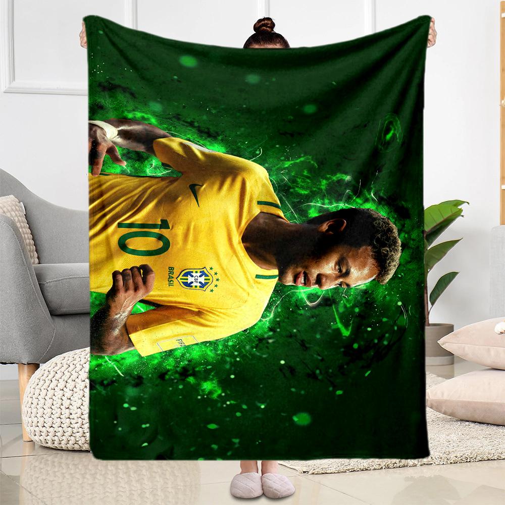 Neymar Brazil Jersey Blanket Soft Warm Cozy Perfect for Bedding Picnics Seaside All-Season Use Modern Gift for Travel Home Birthdays
