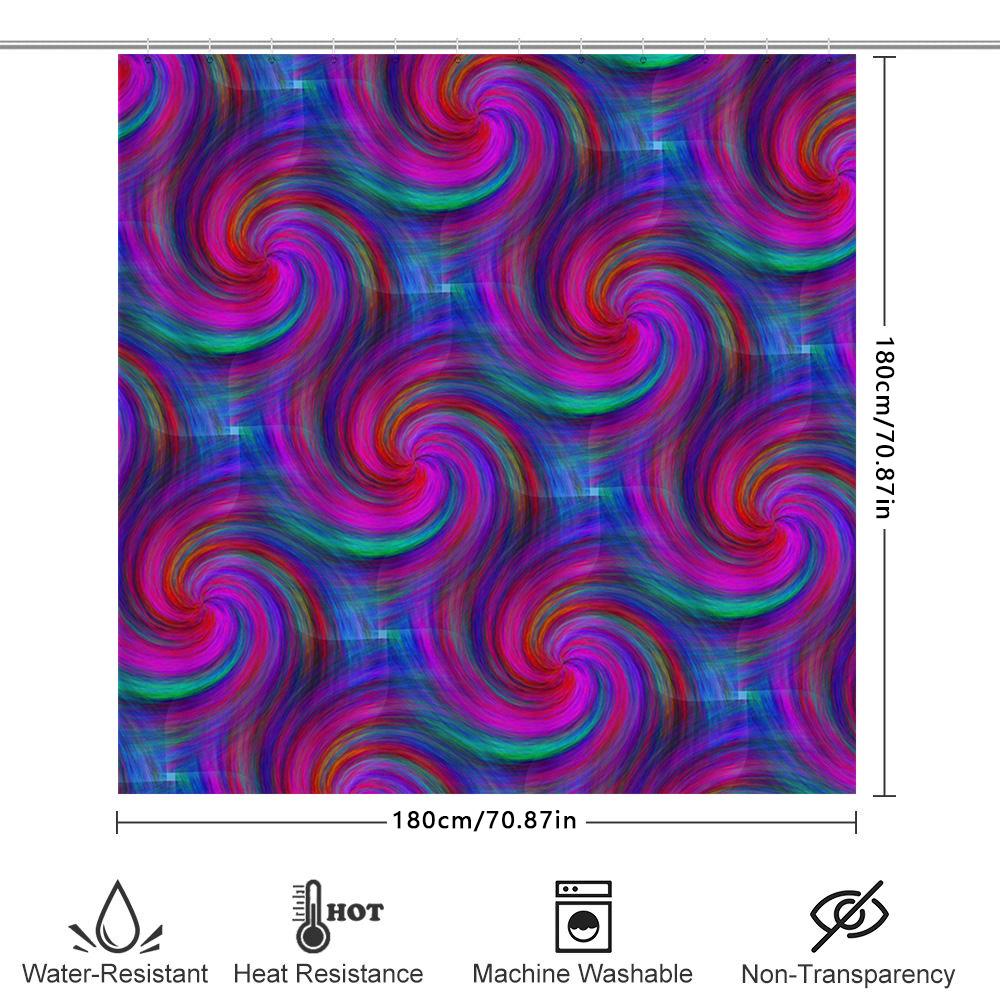 Colorful Swirl Shower Curtain Bold Bath Decoration For Modern Home Decorations With Hooks Included