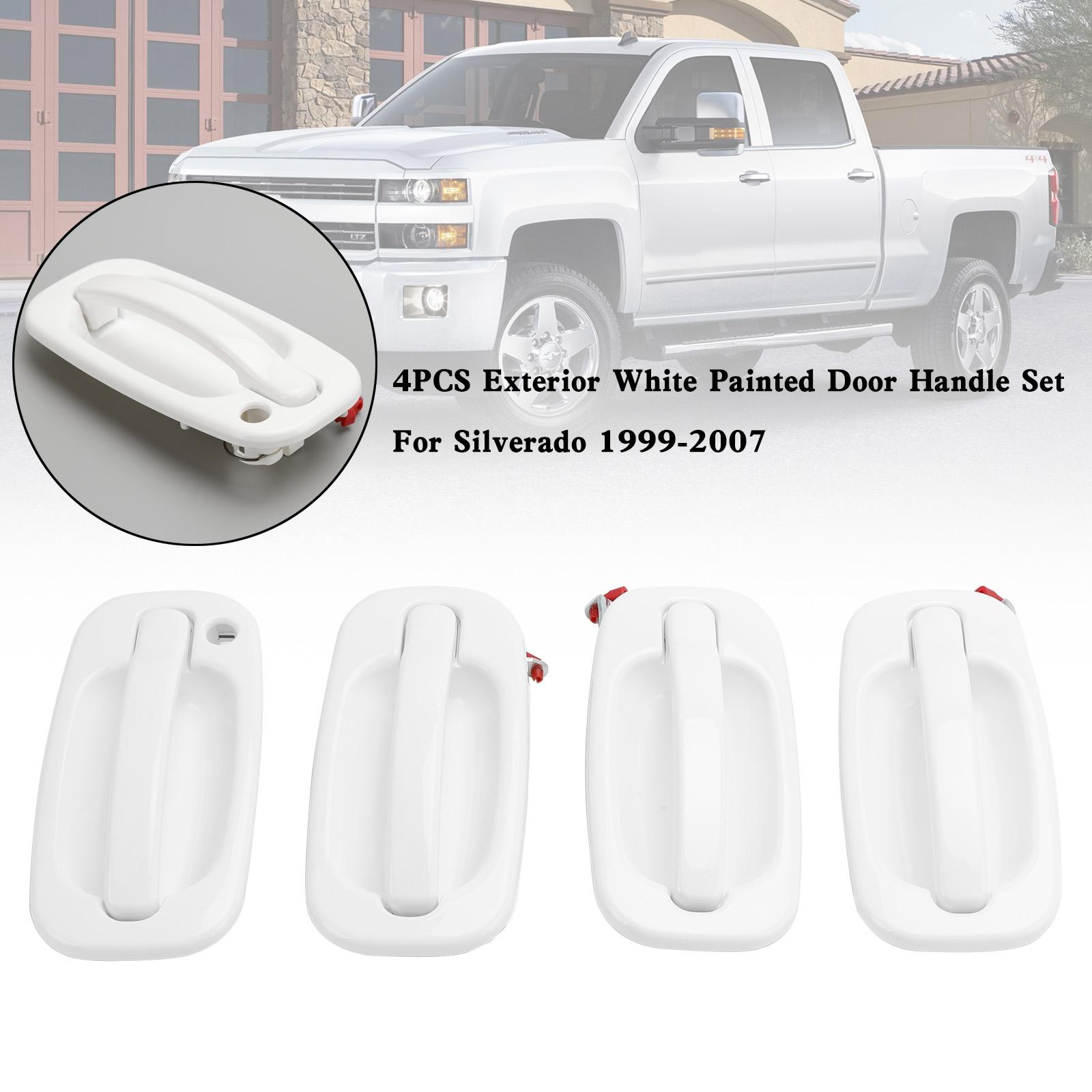 

4PCS Exterior White Painted Door Handle Set For Silverado 1999-2007