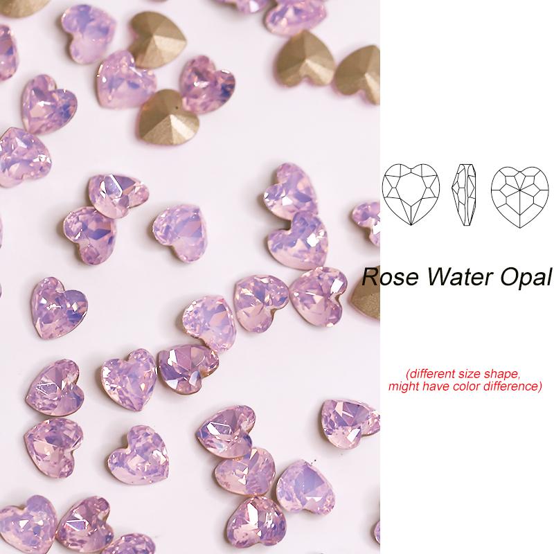 Paso Sico Heart Shaped Point Back Rhinestones Pink MO Loose Crystal Beads Garment Shoes Diy Nail Art Accessories