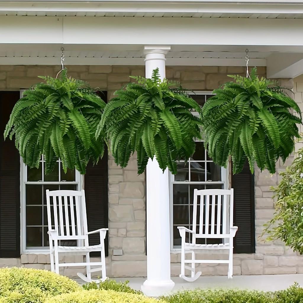 Boston Fern Fake Plant With Uvresistant Plastic Foliage For Apartment Decor Home