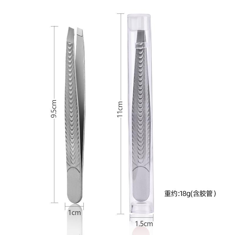 

High Precision Stainless Steel Anti-Slip Tweezers, Slant Tip Brow Clip, Eyelash Extension & Facial Hair Plucking Beauty Grooming