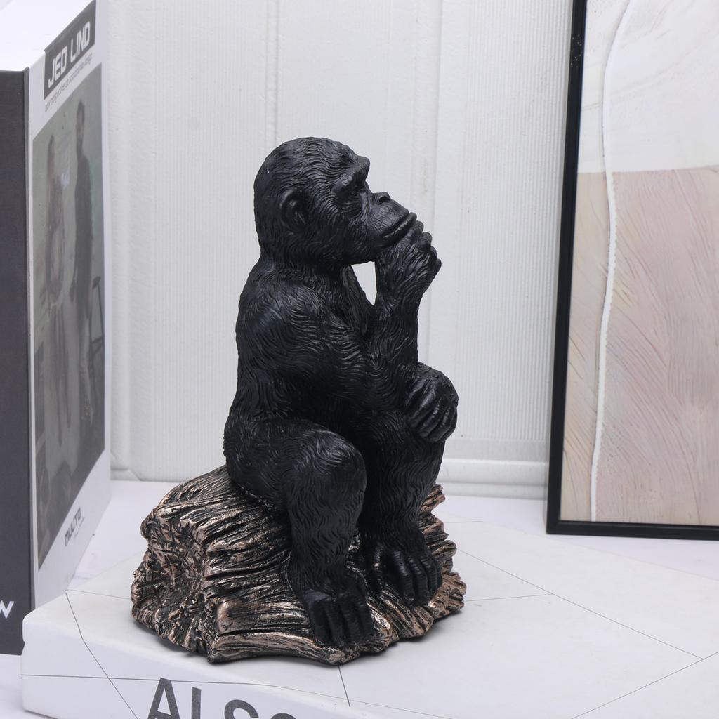 1 Stück Harzfiguren, Denker Schimpansen Abstraktes Ornament, Skulptur für Heim-, Büro-, Bücherregal-, Schreibtischdeko