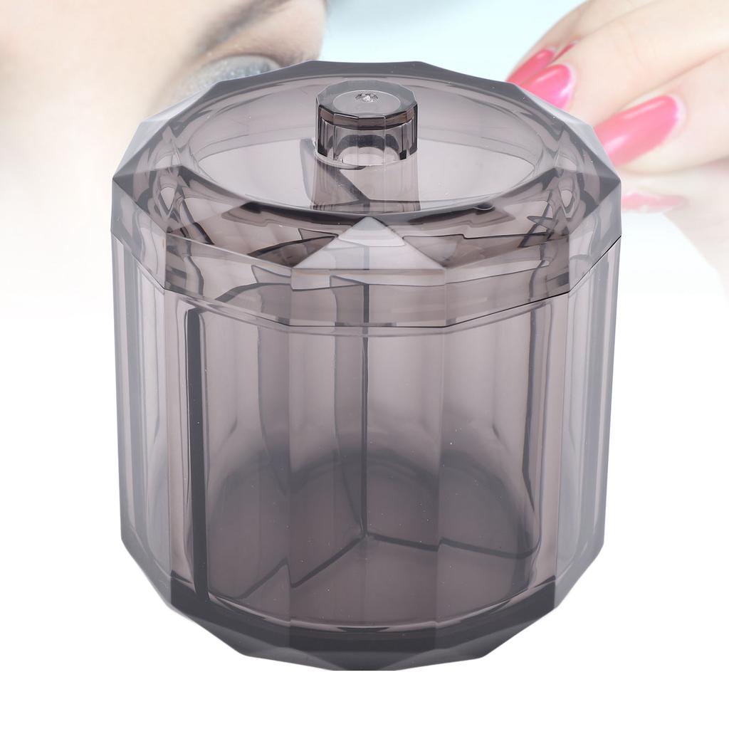 Qtip Holder Dispenser for Floss Picks Transparent Black Acrylic 3 Compartments Dust Water Resistant
