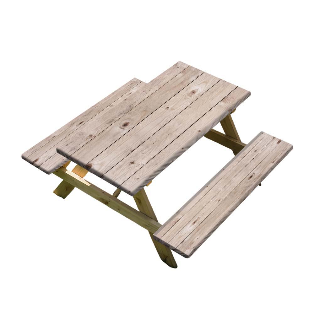 Elastic Wood Grain Outdoor Table and Chairs Cover Set (3-Piece)