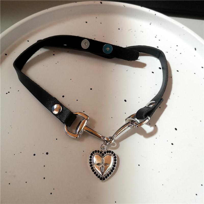 Punk Y2K Vintage Charme Grunge Anhänger PU Leder Sexy Choker Halsketten Für Frauen Spice Girls Goth Schmuck Zubehör Geschenk