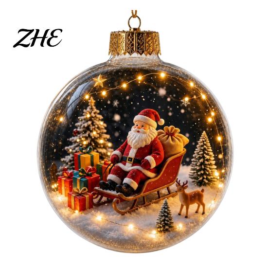 Indoor Party Ambient Lights Light Up Christmas Scene Ball Ornament with Warm LED Glowing Holiday Story for Clear Acrylic Hanging Balls Tree Decor and