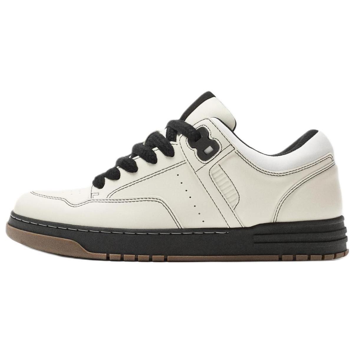 ZARA Leather Lace Up Retro Sneakers White Black Mens 12271420202 41