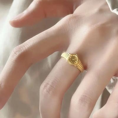 NEU Kreative Ringe in Uhrenform für Damen, verstellbare Öffnungsringe, Herren, Vintage-Punk-Mini-Uhr, Fingerring, Paarringe