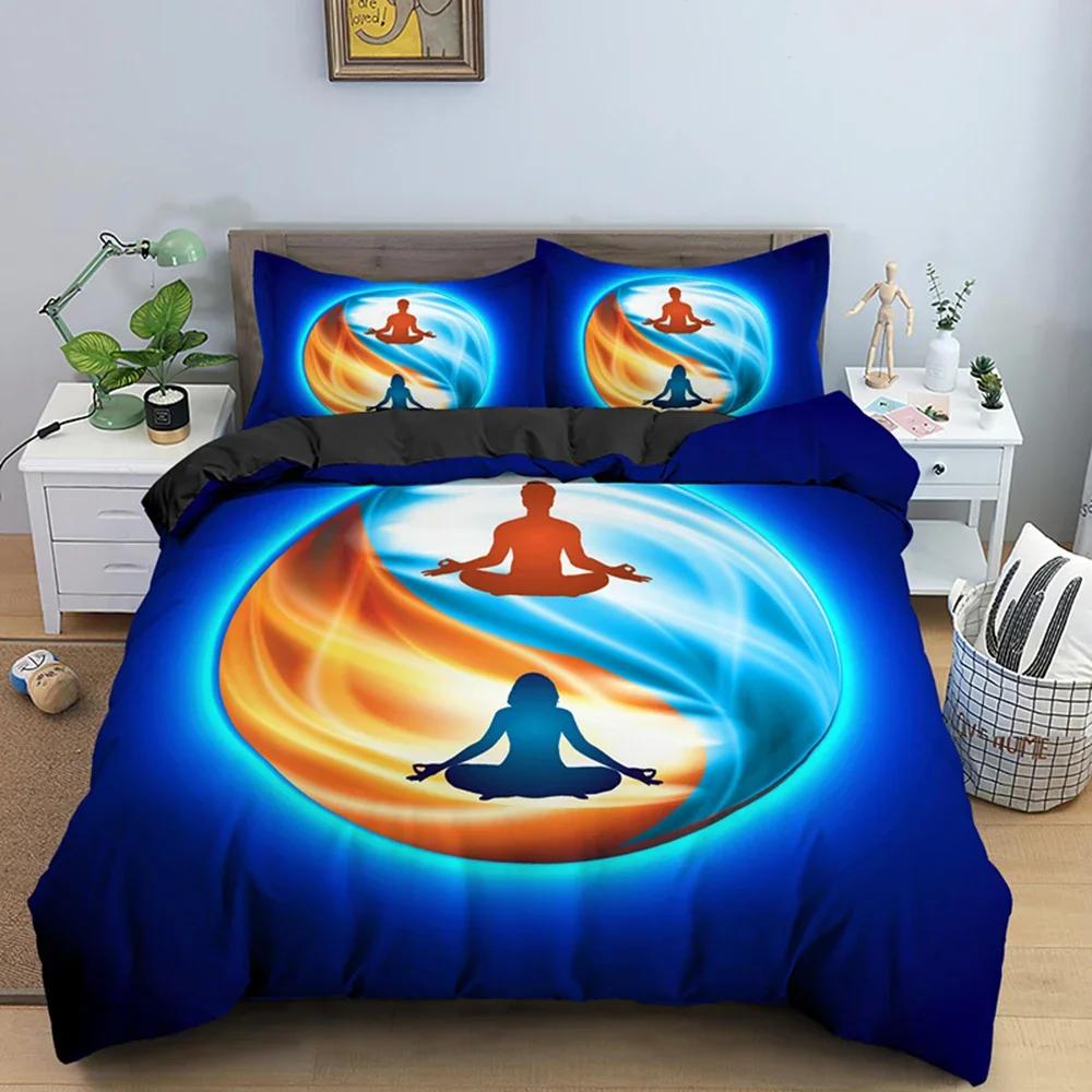 Family Buddha Bedding Set Mandala Quilt Cover Luxury Twin King Size Bed Sets Bohemian Bedclothes 2/3pcs With Pillowcase