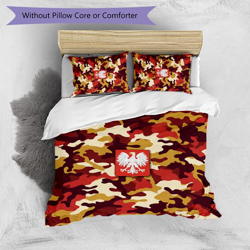 Set Biancheria da Letto Stampata Calcio Polonia 3 Pezzi Set Copriletto Traspirante Accogliente come Regalo per Inaugurazione Casa o Festa
