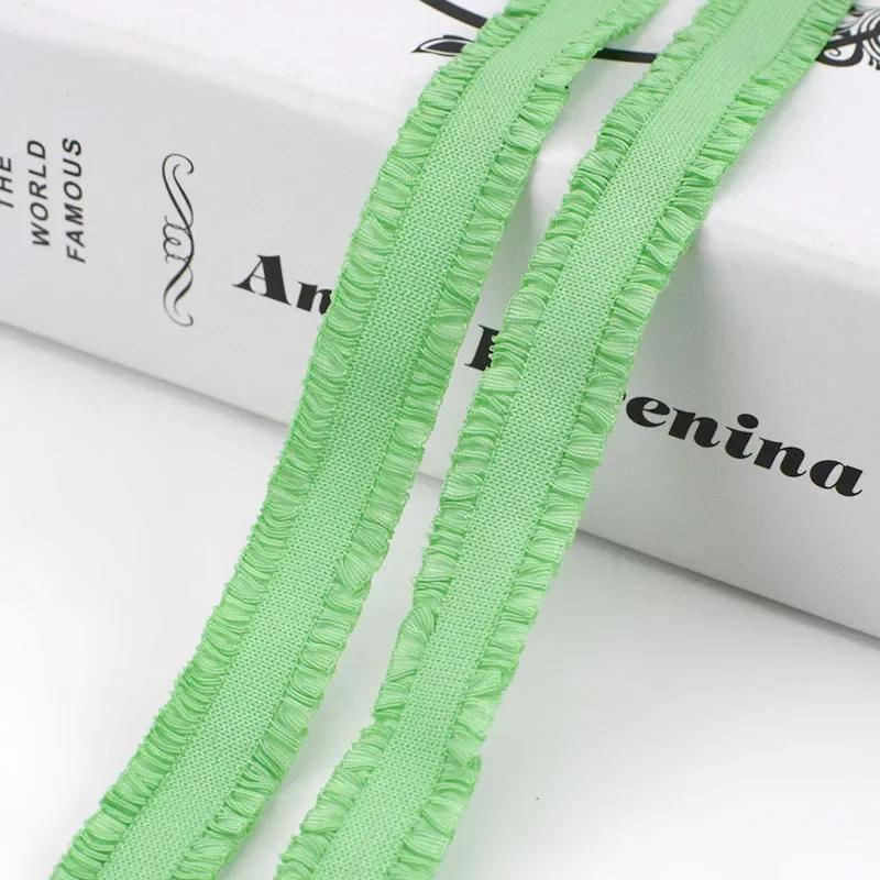 5/10Yards Meetee 12mm Ruffled Elastic Band Colorful Pleated Stretch Lace Trim Headdress Ribbon DIY Garment Sewing Accessories