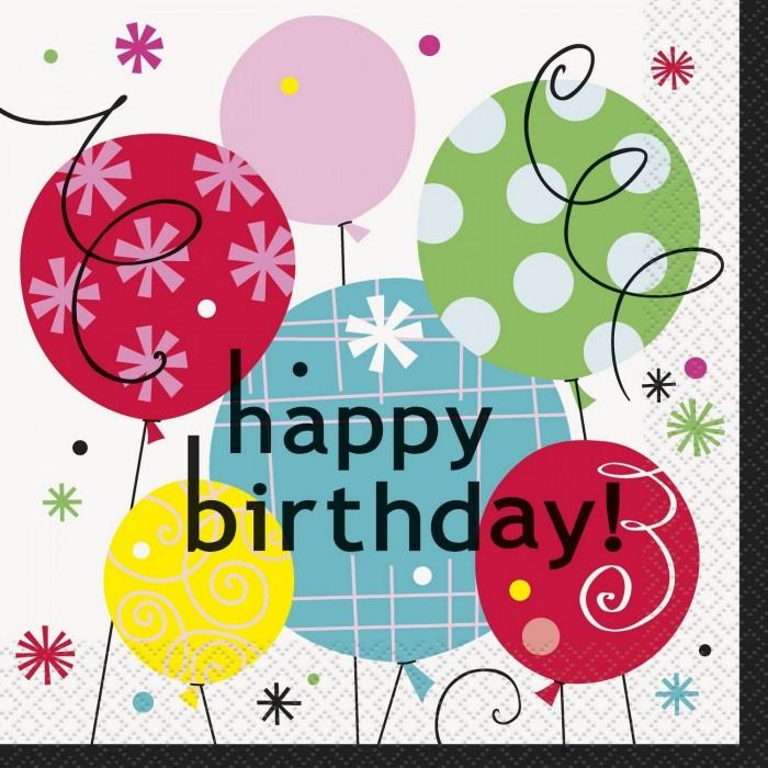 Unique Party Breezy Paper Birthday Disposable Napkins (Pack of 16)