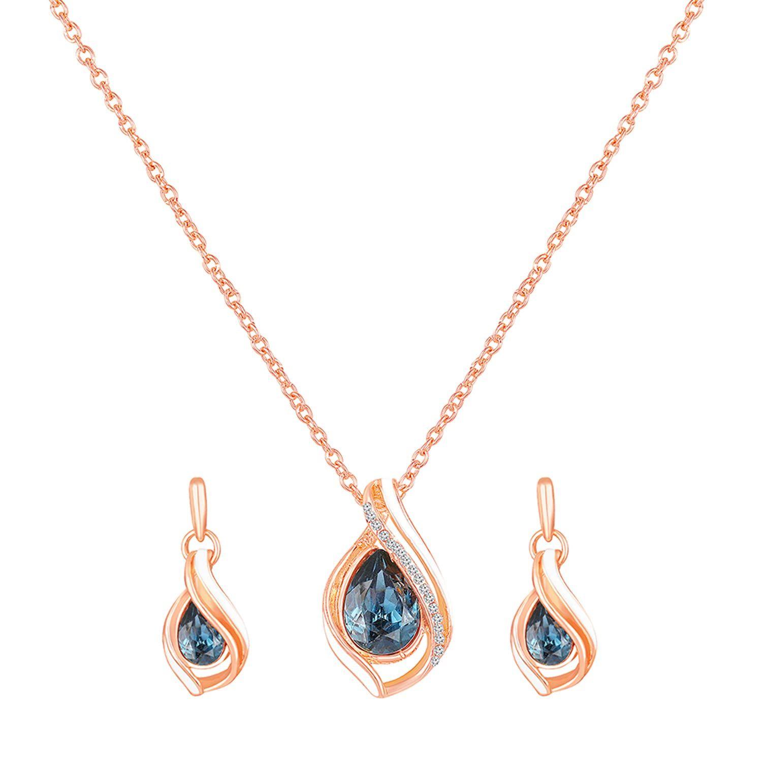 

Mahi Rosegold Plated Majestic Water Drop Montana Синий кулон с кристаллами для женщин