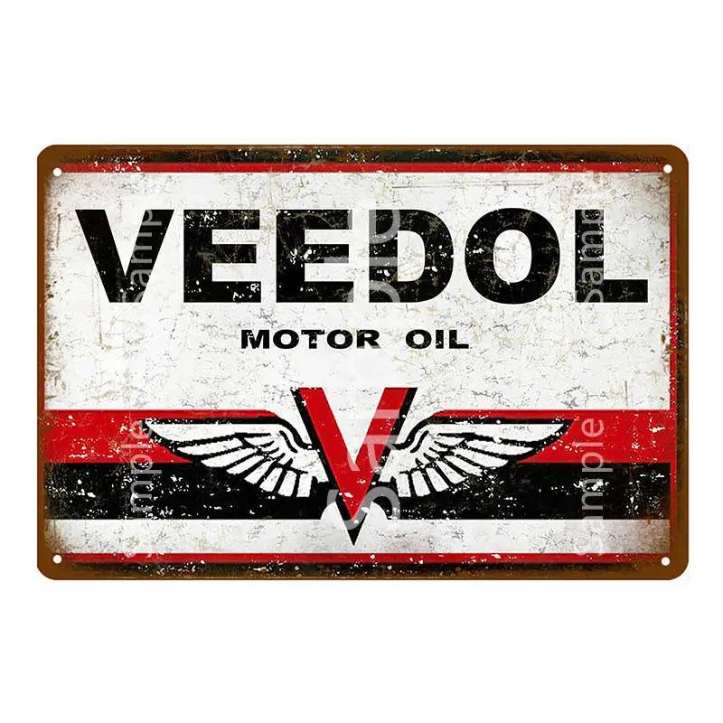 Vintage Gulf ESSO Mobil Racing Metal Tin Sign Wadhams Gasolines Motor Oil Garage Service Wall Decor Art Poster Wall Plaque YL055