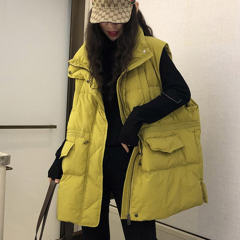 Dongdaemun Down Vest Women's 2025 Autumn and Winter Fashion Stand-up Collar Waist Large Version Vest Outer Wear Vest Jacket