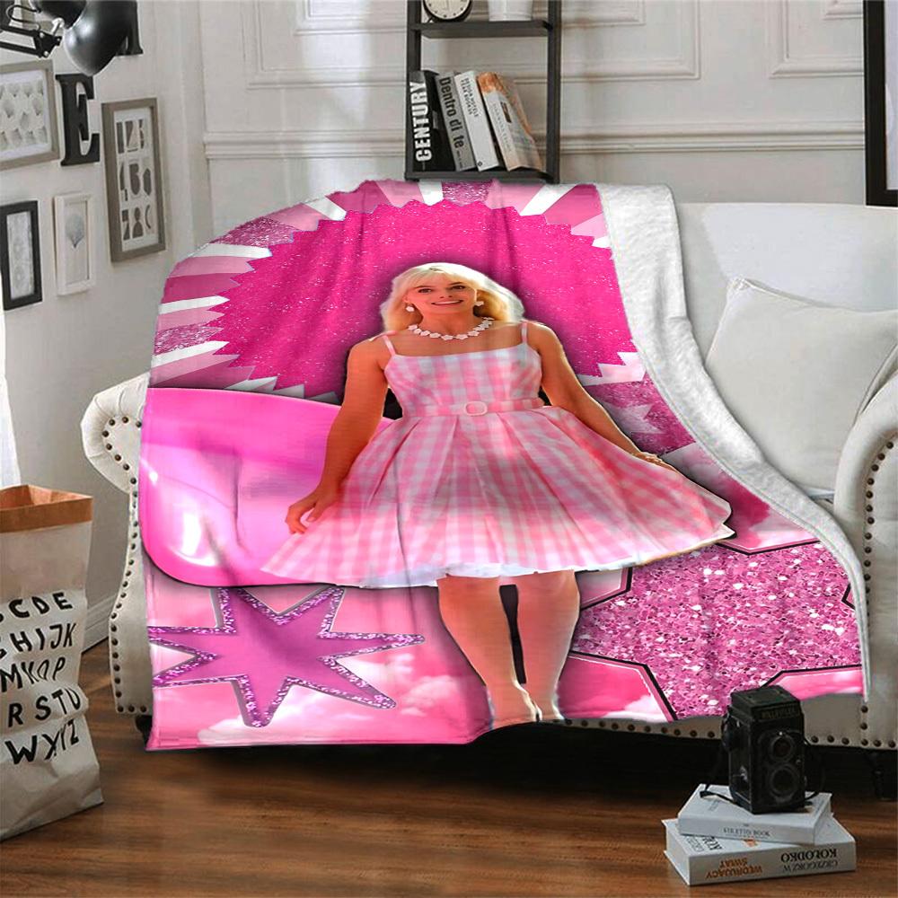 1pc pink checkered dress Flannel Blanket Soft Warm Throw for Home, Office, Travel, All-Season Cozy Bedding Gift L1481