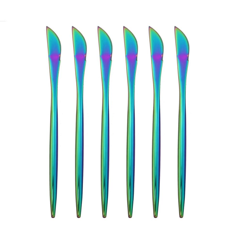 

6 шт., набор десертных ножей из нержавеющей стали Rainbow 304, набор столовых приборов Rainbow, набор столовых приборов, нож для масла, столовые приборы, набор ножей для стейка 6pcs dessert knife