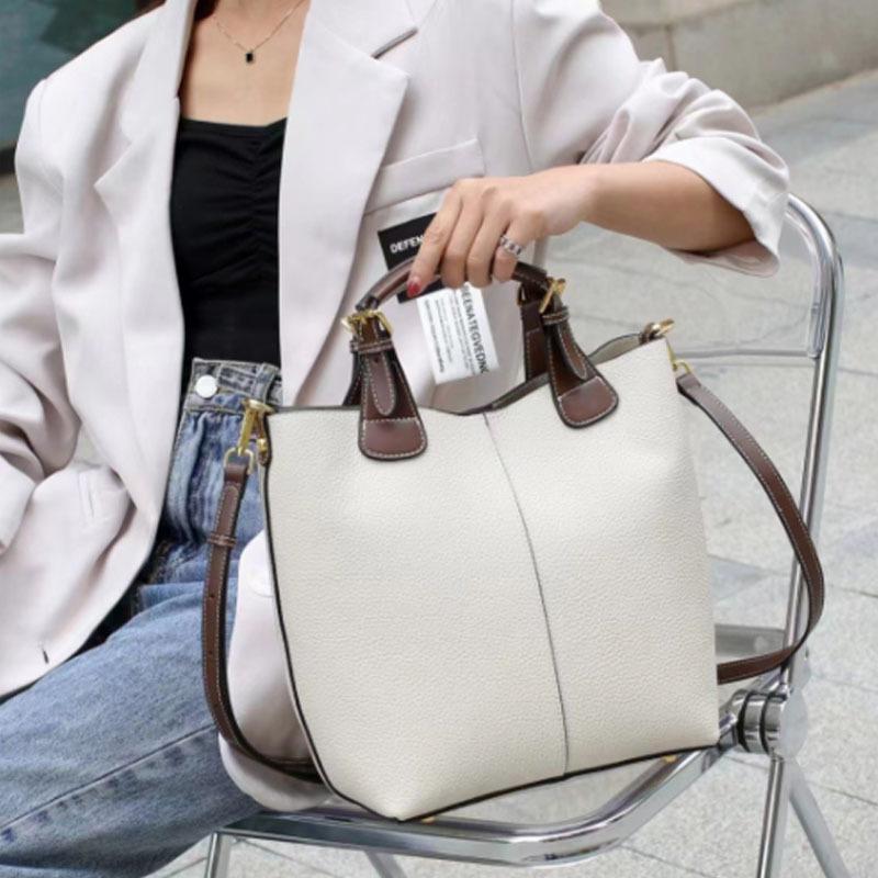 

Leather women s bags, women s bags, tote bags, women s large-capacity new autumn and winter high-end handbags, one-shoulder crossbody 27*13*29 белый