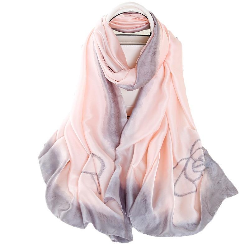 Blue & White Porcelain Silk Scarf: Women's Spring/Summer Li Brocade Cheongsam Shawl & Sun Protection Beach Towel