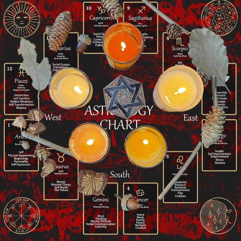 Tarots Tablecloth Constellations Pattern Astrology Altars Cloth Divinations Card Table Cloth Tapestry Witchcrafts Supply