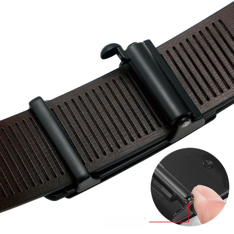 Men's Toothless Automatic Buckle Leather Belt for Men's Business Casual Versatile Simple Men's Middle Aged and Young Trousers