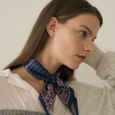 BB’DE SOLI’DE Dot Paisley Silk Scarf-navy