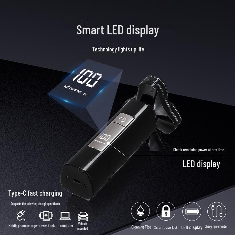 Men's Electric Shaver & Beard Trimmer: Aluminum, Full Body Washable, Digital Display