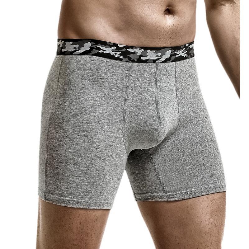 Men's Quick-Dry Cotton Boxer Briefs: High-Elastic, Anti-Chafing, Extended Leg for Running