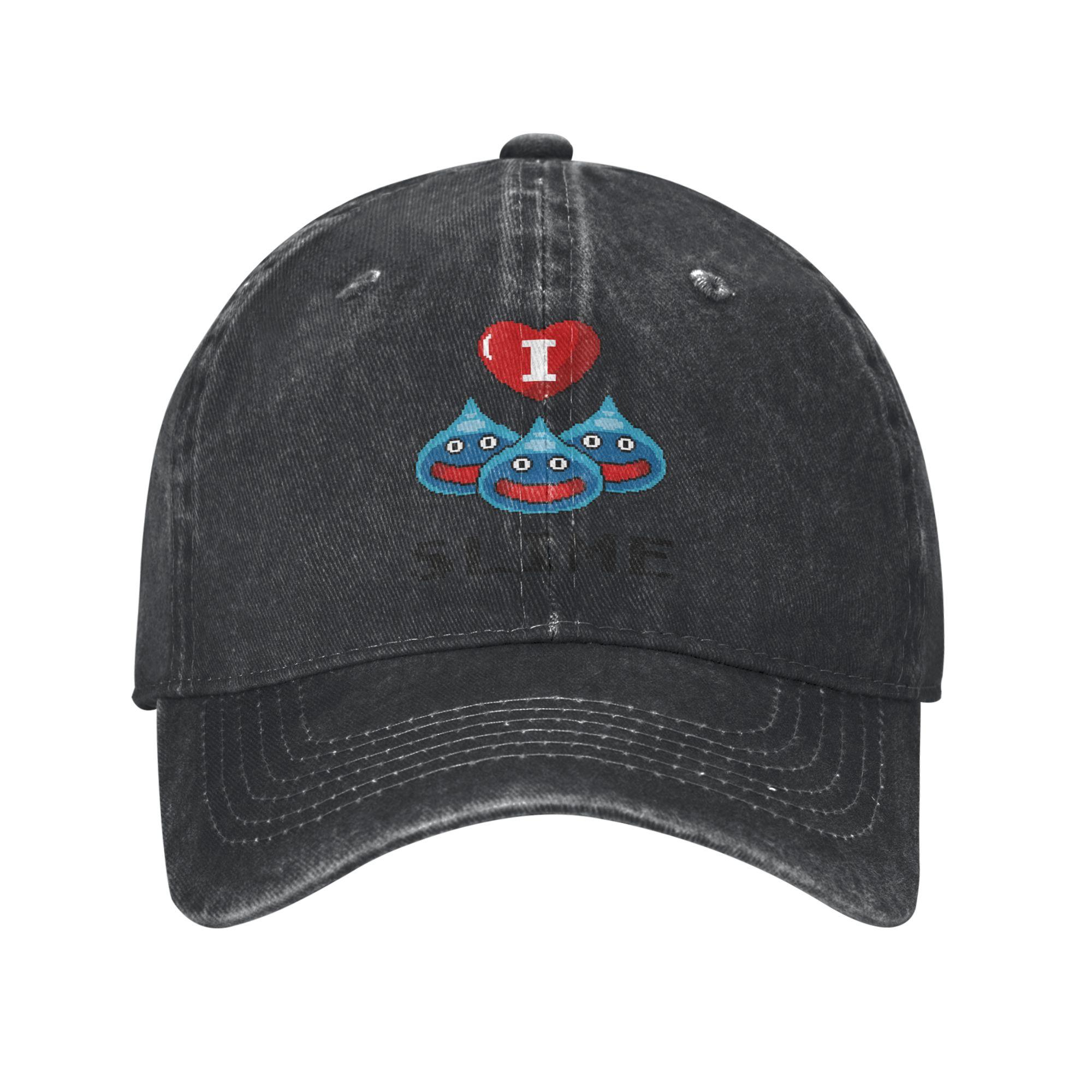 Unisex Dragon Quest slime Print Hat Fashion Distressed Denim Baseball Cap Adjustable Adjustable