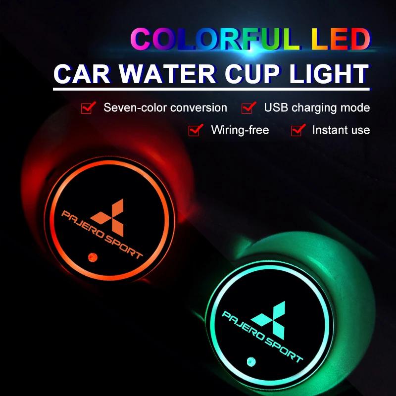 Universal LED Cup Coaster USB Rechargeable Car Interior Decoration Items for Mitsubishi Triton L200 Pajero Sport