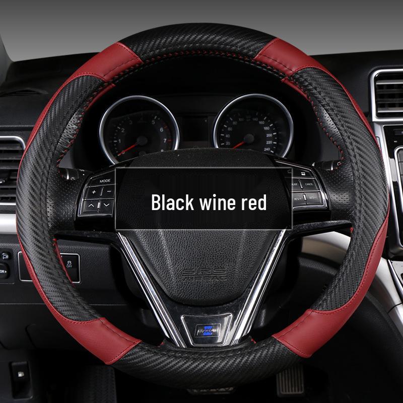 Ultra-Thin Leather Steering Wheel Cover - All-Season, Non-Slip, Sweat-Absorbent