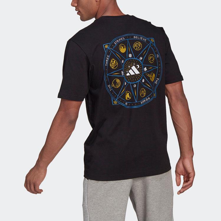 Adidas Mandala Print Sports Crew Neck T-Shirt Men Tops Black GN8181