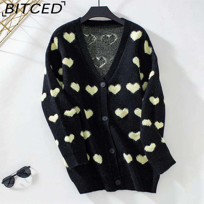BITCED Knit Cardigan - Mid-Length Button-Up Sweater for Women: Sweet and Fashionable for Fall/Winter