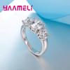 Hot Sale 925 Sterling Silver Color 3 CZ Stone Prong Setting Band Rings for Men Women Wedding Engagement Jewelry